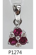 18K White Gold Ruby & Diamond Pendant